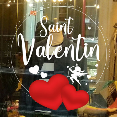 Décoration Saint-Valentin pour vitrine - Melun - Fontainebleau - Savigny